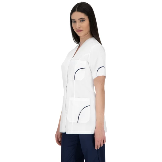 Halat scurt cu nasturi si buzunare, tercot 160g/mp, alb