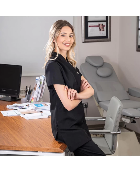 Halat scurt cu fermoar, poliester 180g/mp, negru