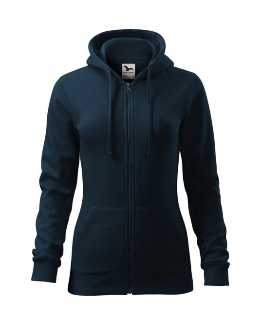 Hanorac Malfini cu gluga si fermoar femei, 300g/m2, bleumarin