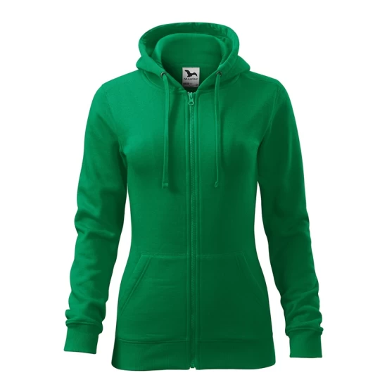 Hanorac cu gluga si fermoar femei, 300g/m2, verde mediu Hanorac cu gluga si fermoar femei, 300g/m2, verde mediu