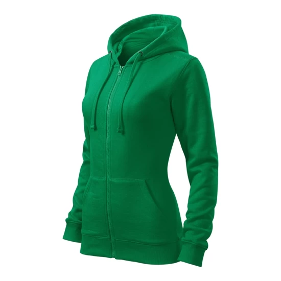 Hanorac cu gluga si fermoar femei, 300g/m2, verde mediu Hanorac cu gluga si fermoar femei, 300g/m2, verde mediu