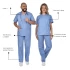Costum medical unisex tercot subtire (pantaloni + tunica), densitate 110g/m2, albastru