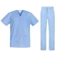 Costum medical unisex tercot subtire (pantaloni + tunica), densitate 110g/m2, albastru