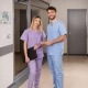 Costum medical unisex tercot subtire (pantaloni + tunica), densitate 110g/m2, albastru