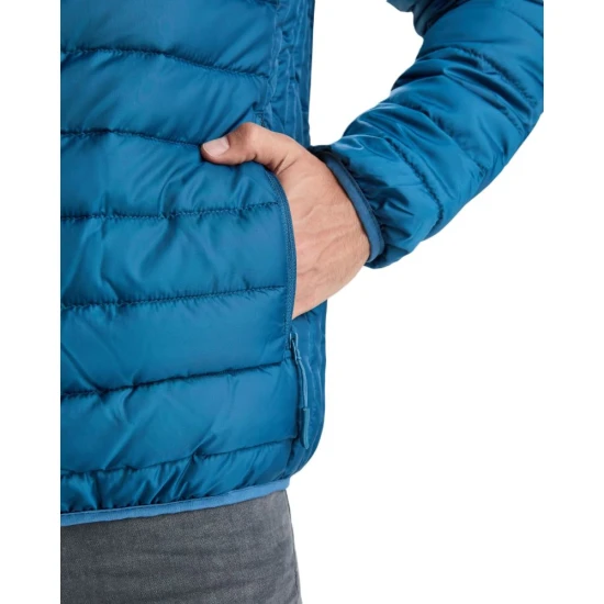 Jacheta scurta matlasata, cu gluga, barbati, albastru 