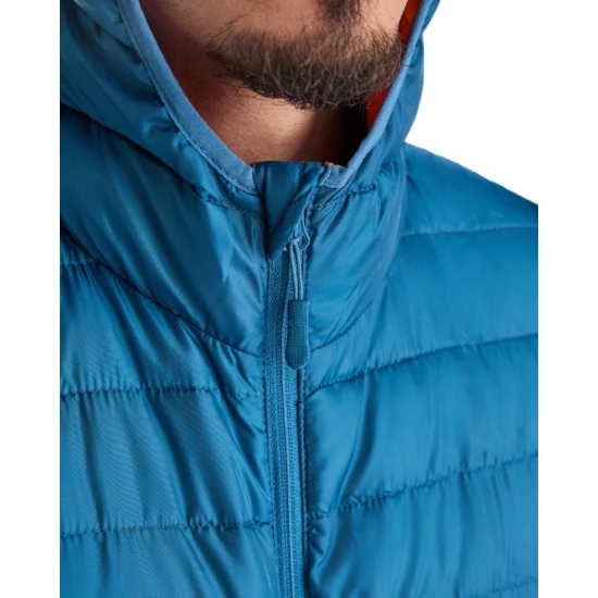 Jacheta scurta matlasata, cu gluga, barbati, albastru 