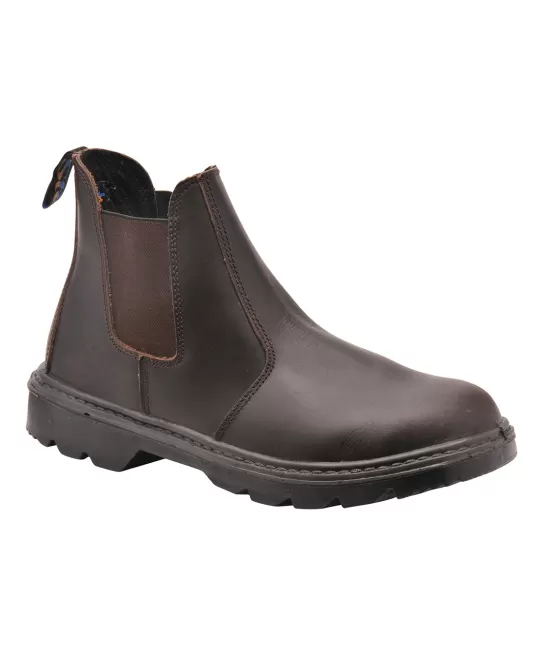 Cizme de protectie scurte, piele integrala, bombeu metalic si lamela S1P [FW51] Maro