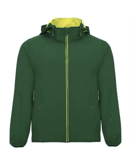 Jacheta softshell cu gluga, verde sticla
