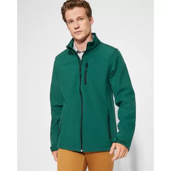 Jacheta softshell barbati, fermoar contrastant, Verde Jacheta softshell barbati, fermoar contrastant, Verde