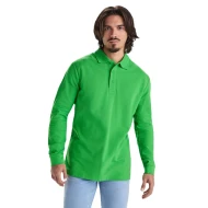 Tricou polo maneca lunga barbati 220g/mp, verde iarba