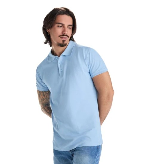 Tricou polo premium barbati, bumbac 200g/mp, Albastru celest