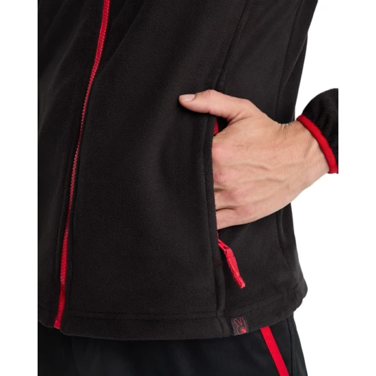 Jacheta fleece barbati, bicolora, 220g/m2, negru-rosu