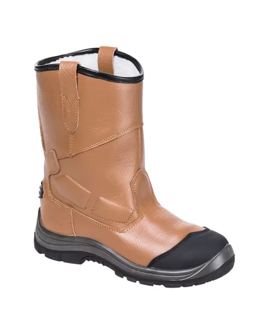 Cizme de iarna din piele, bombeu metalic si lamela,  S3 HRO CI [FT12] Maro deschis