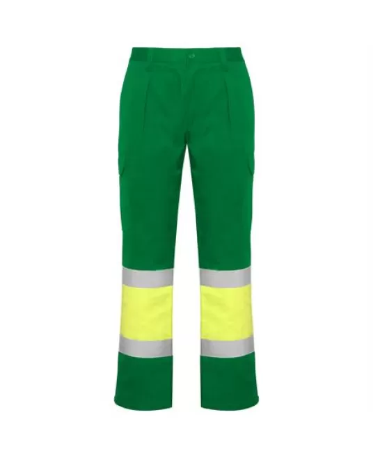 Pantaloni HiVis cu dungi reflectorizante, Daily Verde/galben Pantaloni HiVis cu dungi reflectorizante, Daily Verde/galben