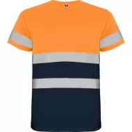 Tricou HiVis poliester 100%, 130g/mp Portocaliu bleumarin