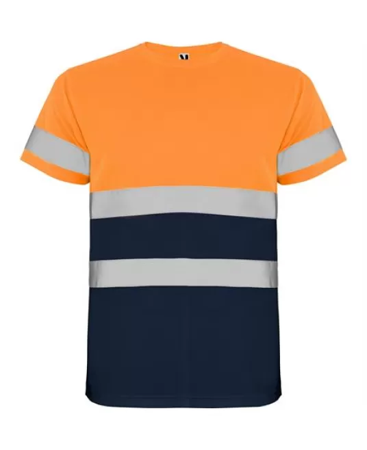Tricou HiVis poliester 100%, 130g/mp Portocaliu bleumarin Tricou HiVis poliester 100%, 130g/mp Portocaliu bleumarin
