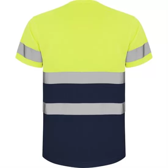 Tricou reflectorizant cu maneca scurta, 130g/mp Galben si bleumarin Tricou reflectorizant cu maneca scurta, 130g/mp Galben si bleumarin