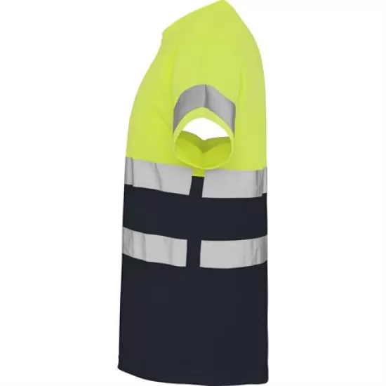 Tricou reflectorizant cu maneca scurta, 130g/mp Galben si bleumarin Tricou reflectorizant cu maneca scurta, 130g/mp Galben si bleumarin