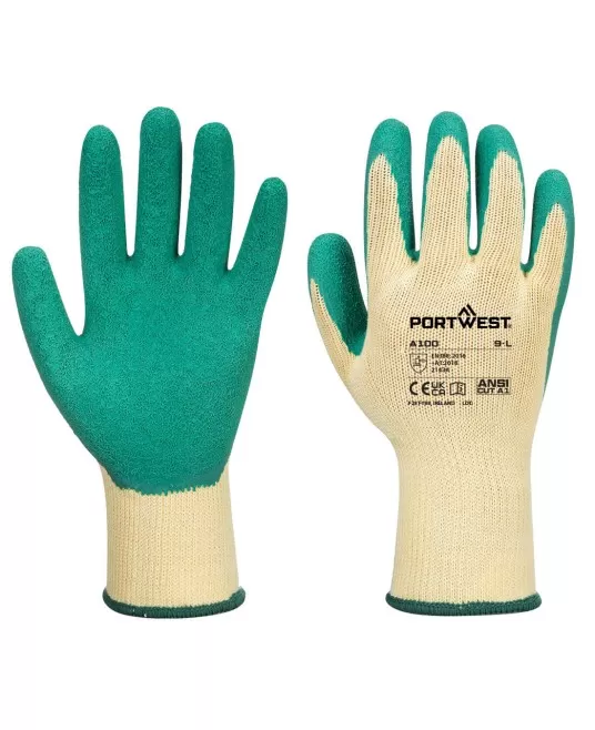 Manusi de protectie bumbac imersate in latex Grip [A100] Verde