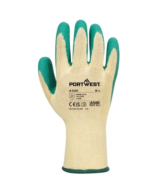 Manusi de protectie bumbac imersate in latex Grip [A100] Verde