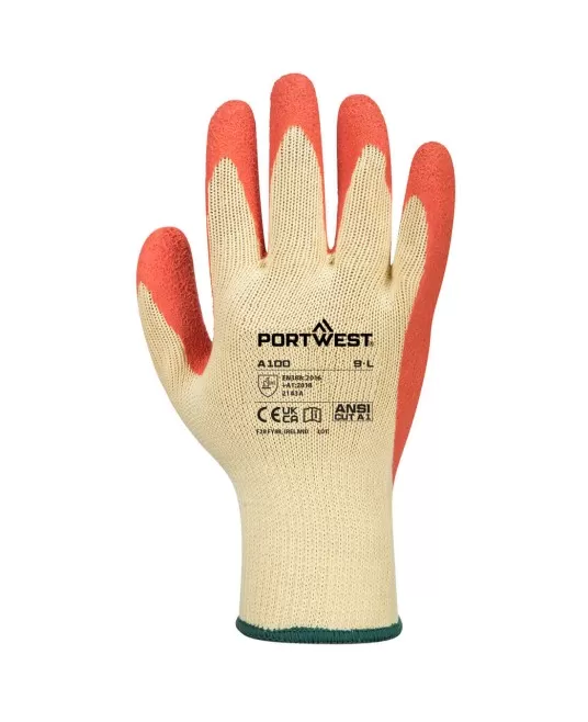 Manusi de protectie bumbac imersate in latex Grip [A100] Portocaliu