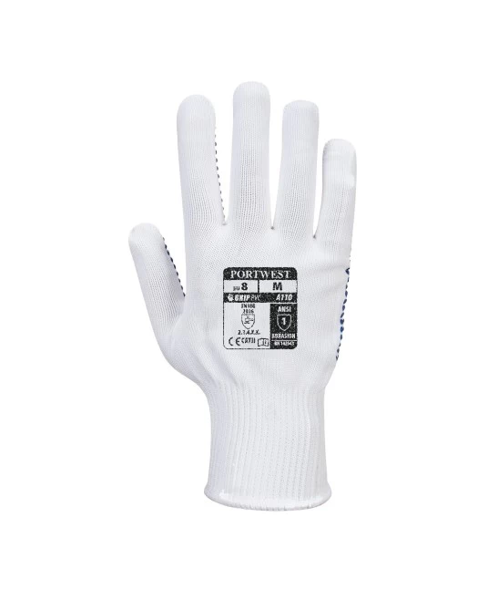 Manusi din nylon cu picouri PVC [A110] Alb si albastru