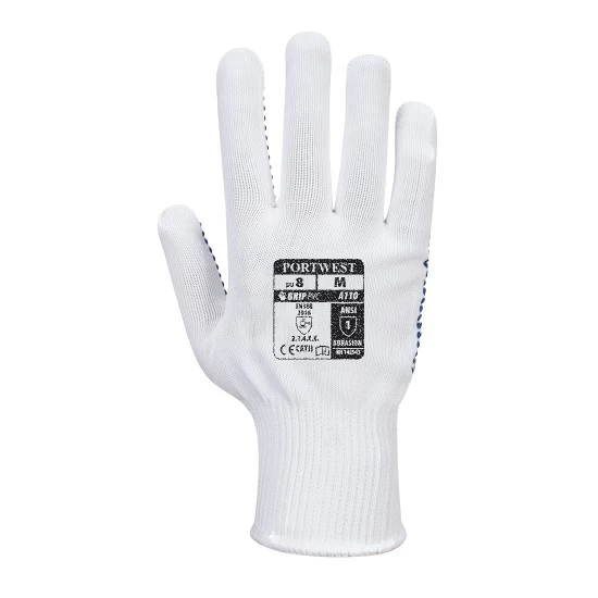 Manusi din nylon cu picouri PVC [A110] Alb si albastru