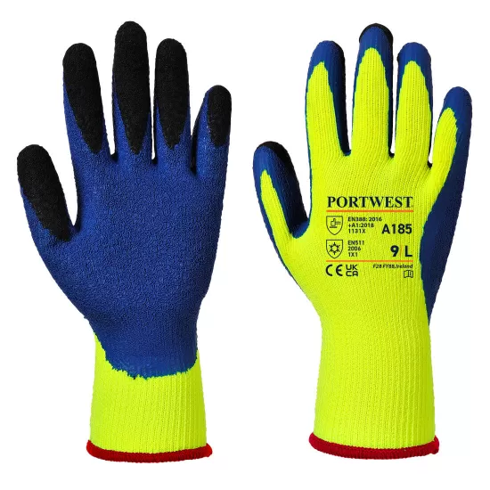 Manusi de protectie termica frig, impregnare dubla latex [A185] Galben si albastru