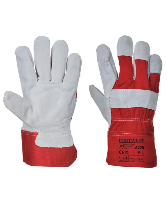 Manusi protectie lacatus, piele spalt [A220] Rosu