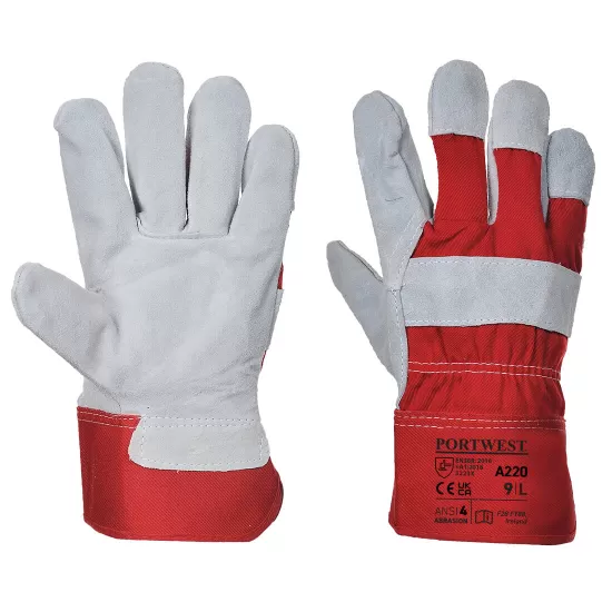 Manusi protectie lacatus, piele spalt [A220] Rosu
