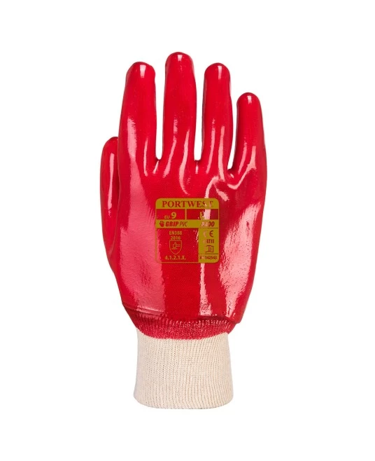 Manusi de protectie din PVC, manseta stransa [A400] Rosu