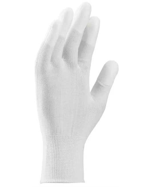 Manusi textile cu imersie PU pe degete, albe