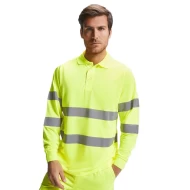 Tricou polo reflectorizant, cu maneca lunga Galben