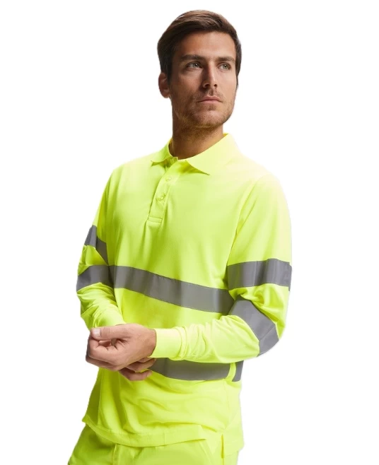 Tricou polo reflectorizant, cu maneca lunga Galben Tricou polo reflectorizant, cu maneca lunga Galben