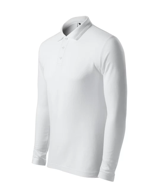 Tricou polo maneca lunga barbati, 200g/m2, Malfini LS 221, Alb Tricou polo maneca lunga barbati, 200g/m2, Malfini LS 221, Alb