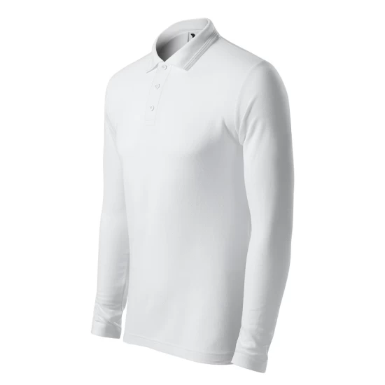 Tricou polo maneca lunga barbati, 200g/m2, Malfini LS 221, Alb Tricou polo maneca lunga barbati, 200g/m2, Malfini LS 221, Alb