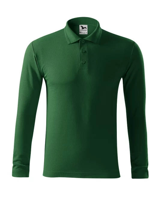 Tricou polo maneca lunga barbati, 200g/m2, Malfini LS 221, Verde sticla Tricou polo maneca lunga barbati, 200g/m2, Malfini LS 221, Verde sticla