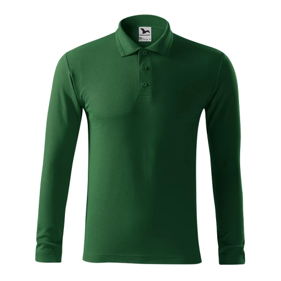 Tricou polo maneca lunga barbati, 200g/m2, Malfini LS 221, Verde sticla Tricou polo maneca lunga barbati, 200g/m2, Malfini LS 221, Verde sticla