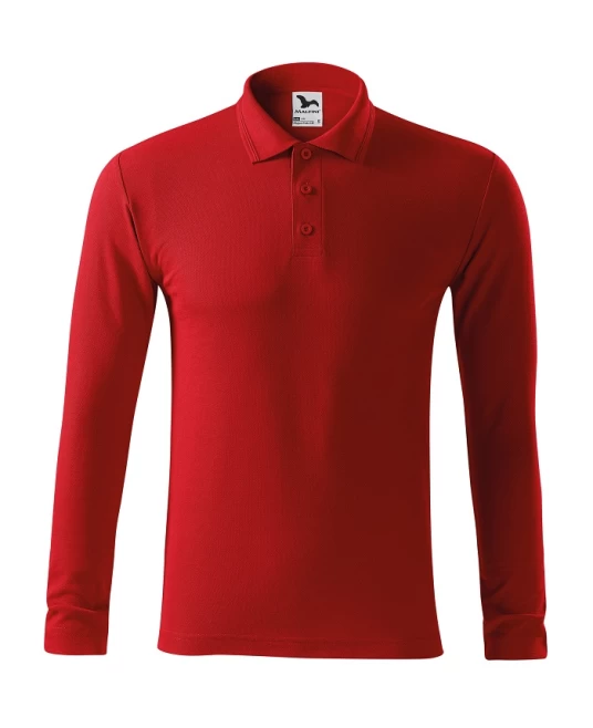 Tricou polo maneca lunga barbati, 200g/m2, Malfini LS 221, Rosu Tricou polo maneca lunga barbati, 200g/m2, Malfini LS 221, Rosu