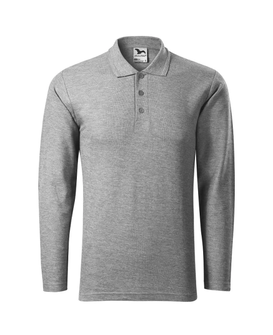 Tricou polo maneca lunga barbati, 200g/m2, Malfini LS 221, Gri inchis Tricou polo maneca lunga barbati, 200g/m2, Malfini LS 221, Gri inchis