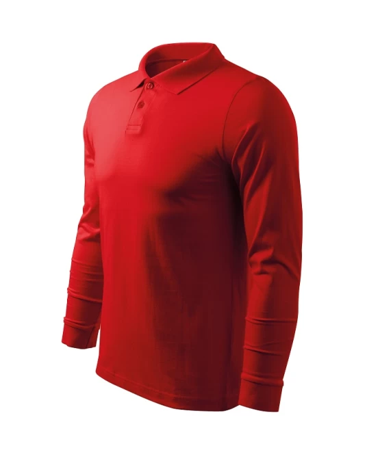 Tricou polo maneca lunga barbati, bumbac,180g/m2 Malfini Single J. LS 211, Rosu Tricou polo maneca lunga barbati, bumbac,180g/m2 Malfini Single J. LS 211, Rosu