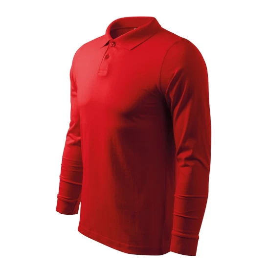 Tricou polo maneca lunga barbati, bumbac,180g/m2 Malfini Single J. LS 211, Rosu Tricou polo maneca lunga barbati, bumbac,180g/m2 Malfini Single J. LS 211, Rosu