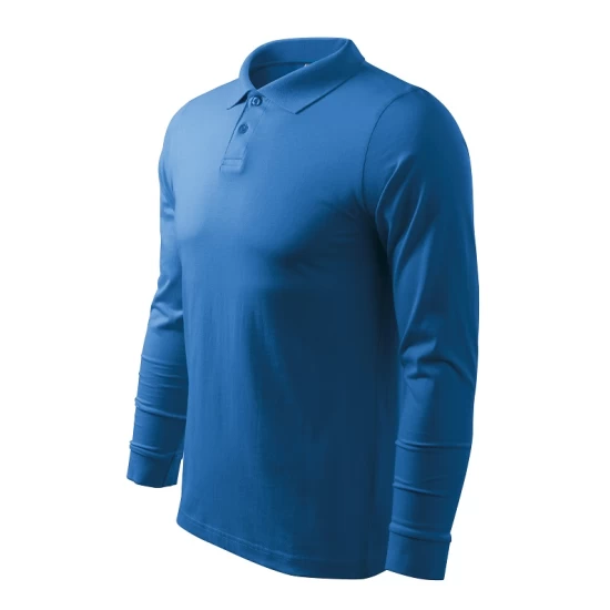 Tricou polo maneca lunga barbati, bumbac,180g/m2 Malfini Single J. LS211, Albastru azuriu Tricou polo maneca lunga barbati, bumbac,180g/m2 Malfini Single J. LS211, Albastru azuriu
