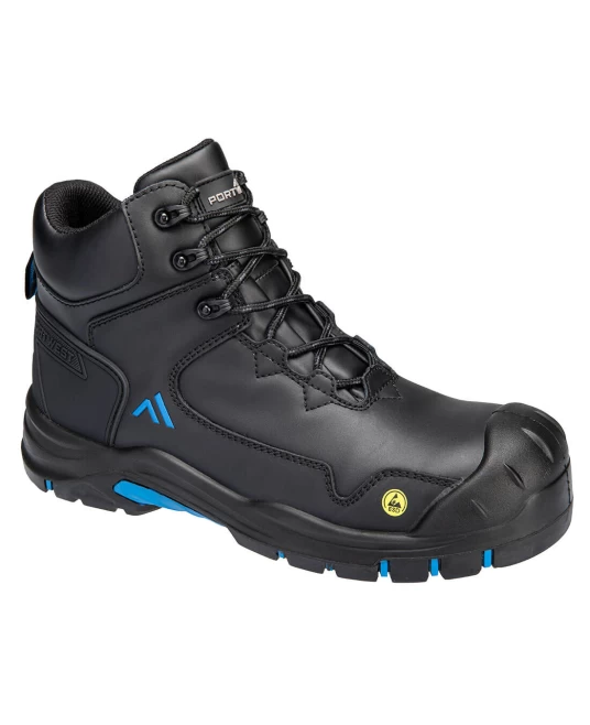 Bocanci de protectie S3S ESD HRO SR SC FO, Negru/Albastru Bocanci de protectie S3S ESD HRO SR SC FO, Negru/Albastru