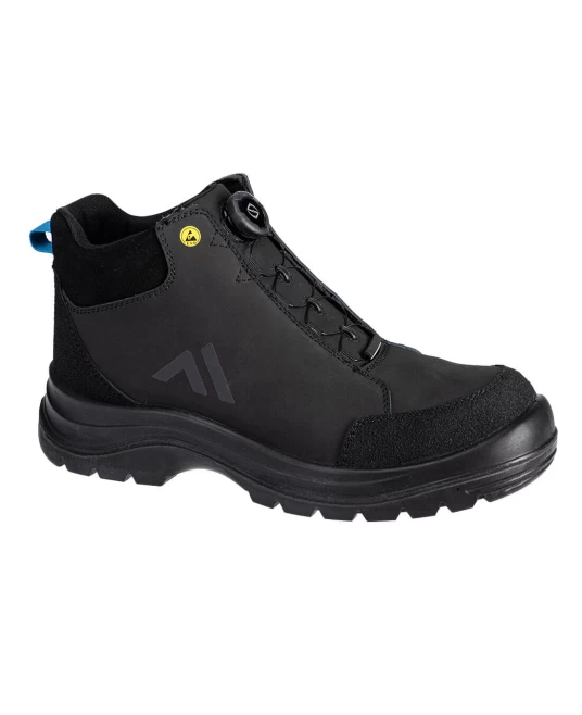 Bocanci de protectie  S3S ESD SR FO, inchidere cu rozeta, culoare Negru cu Albastru Bocanci de protectie  S3S ESD SR FO, inchidere cu rozeta, culoare Negru cu Albastru