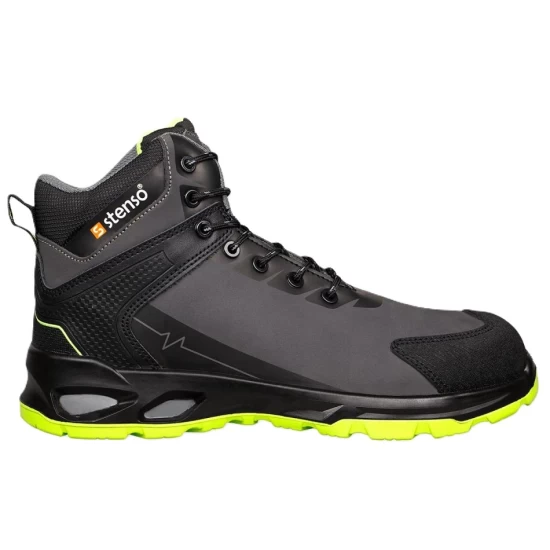 Bocanci de protectie S3S SR, bombeu fibre de sticla si lamela antiperforatie Kevlar, Negru-verde Bocanci de protectie S3S SR, bombeu fibre de sticla si lamela antiperforatie Kevlar, Negru-verde