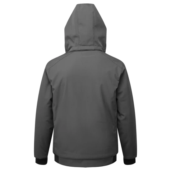 Softshell de iarna cu gluga, captuseala fleece, gri