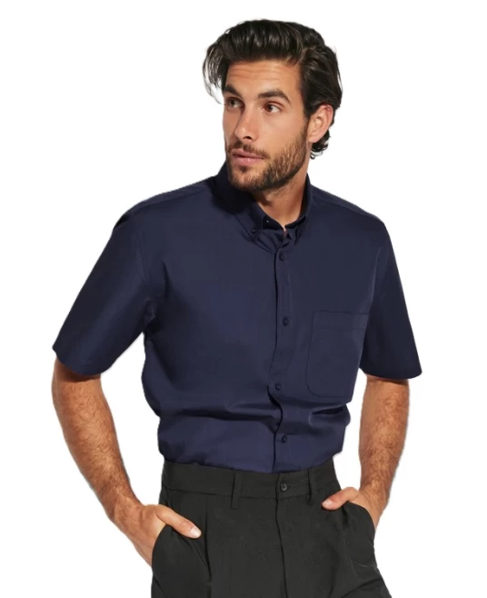 Camasa maneca scurta barbati,130g/mp Bleumarin Camasa maneca scurta barbati,130g/mp Bleumarin