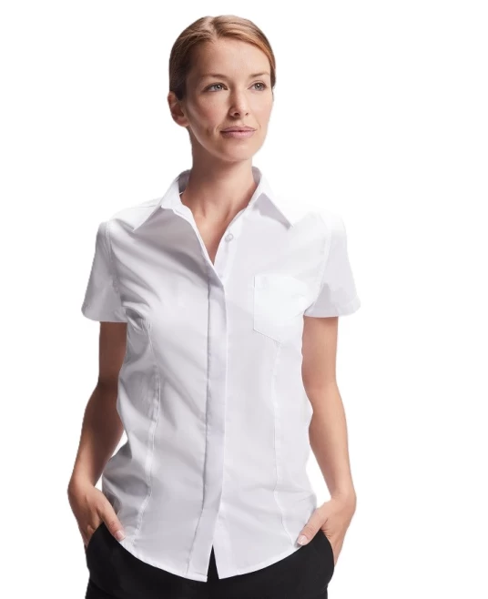 Camasa cu maneca scurta femei, 130g/m2 Alb Camasa cu maneca scurta femei, 130g/m2 Alb
