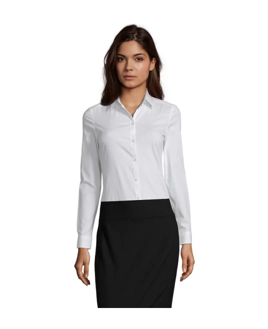 Camasa femei cu maneca lunga, model slim fit si guler apretat, Alb Camasa femei cu maneca lunga, model slim fit si guler apretat, Alb